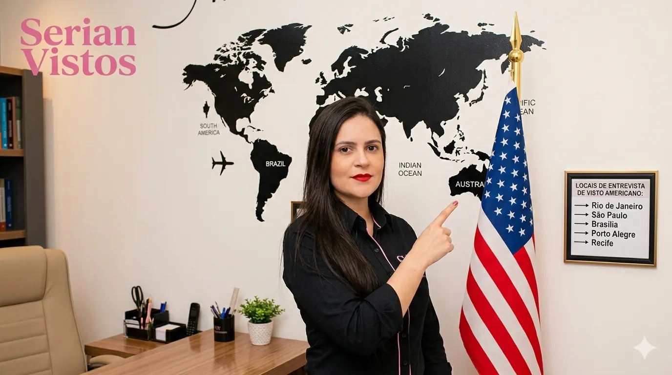 Imagem principal para o artigo Qual o melhor lugar para tirar o visto americano? da Serian Vistos